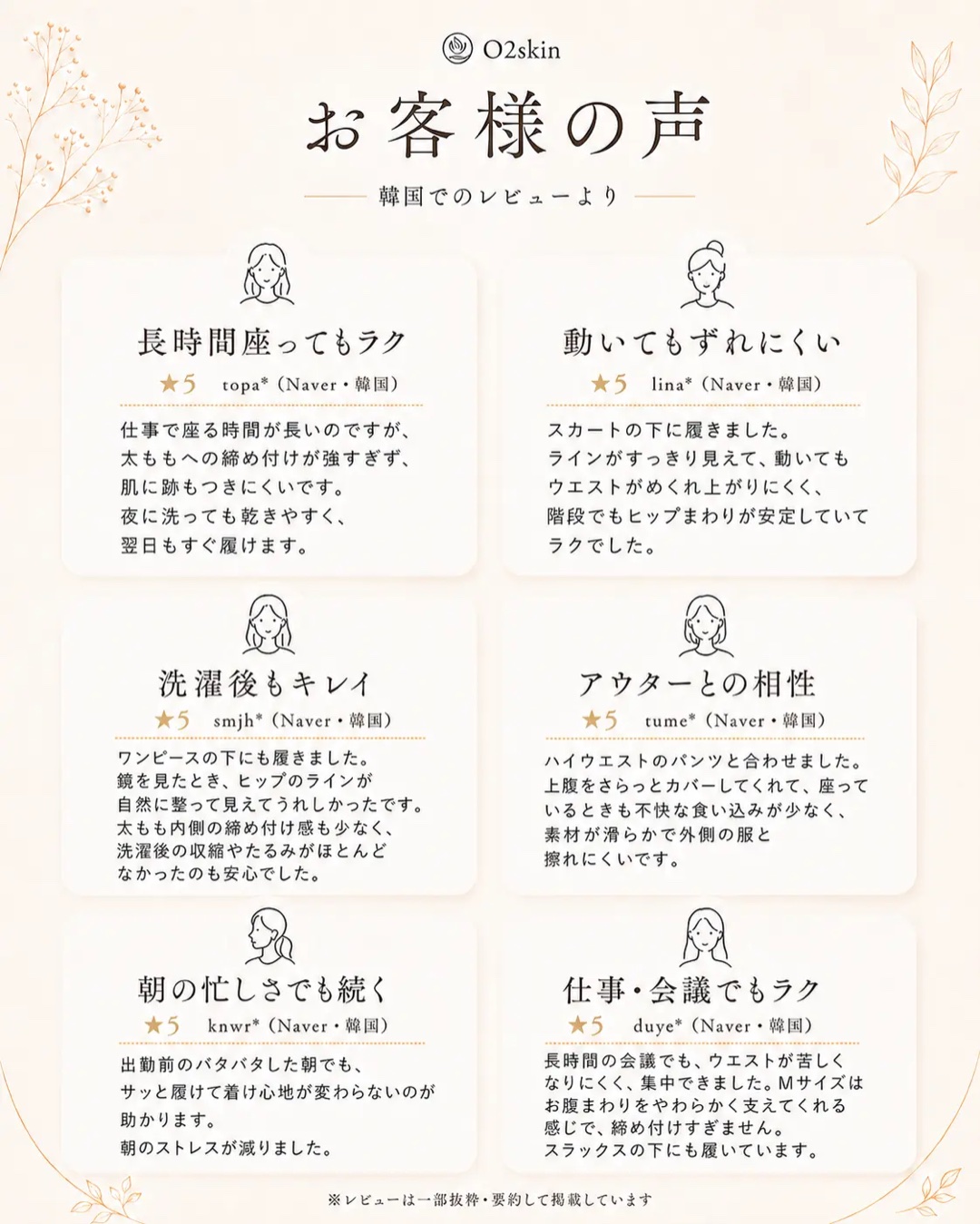 お客様の声 韓国でのレビュー